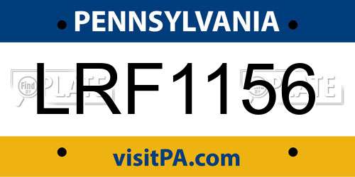 LRF1156 Pennsylvania License Plate