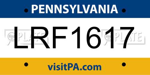 LRF1617 Pennsylvania License Plate