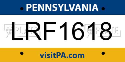 LRF1618 Pennsylvania License Plate