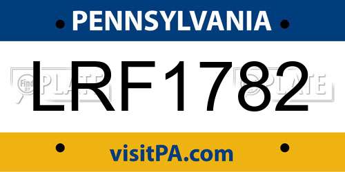 LRF1782 Pennsylvania License Plate