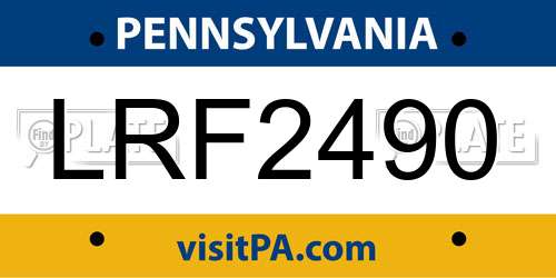 LRF2490 Pennsylvania License Plate