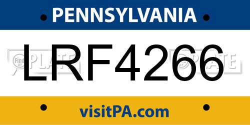 LRF4266 Pennsylvania License Plate