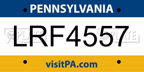 LRF4557 Pennsylvania License Plate