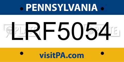 LRF5054 Pennsylvania License Plate