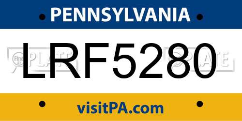 LRF5280 Pennsylvania License Plate