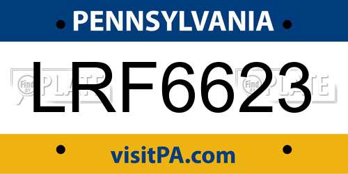 LRF6623 Pennsylvania License Plate