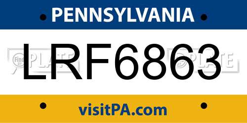 LRF6863 Pennsylvania License Plate