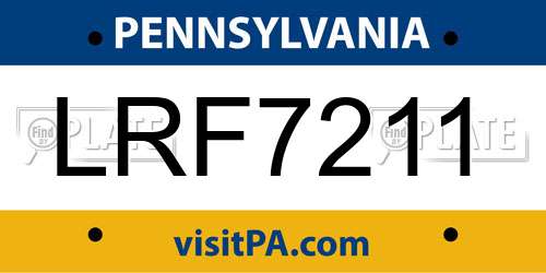 LRF7211 Pennsylvania License Plate