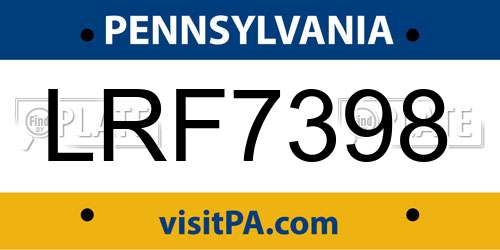 LRF7398 Pennsylvania License Plate