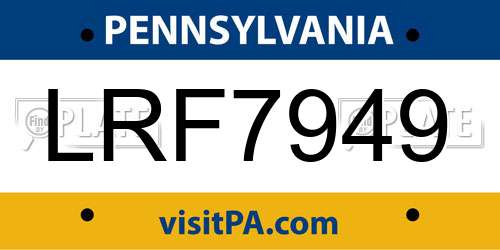 LRF7949 Pennsylvania License Plate