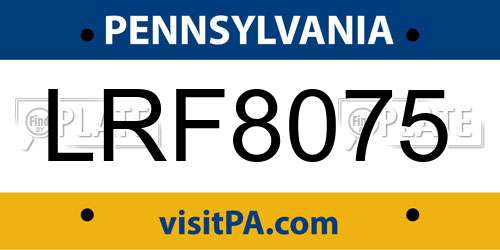 LRF8075 Pennsylvania License Plate