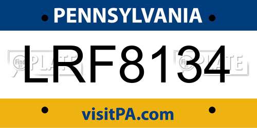 LRF8134 Pennsylvania License Plate