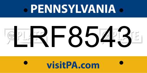 LRF8543 Pennsylvania License Plate