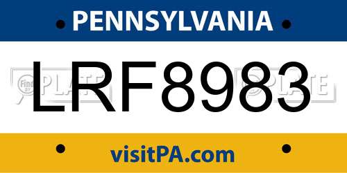 LRF8983 Pennsylvania License Plate