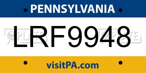 LRF9948 Pennsylvania License Plate