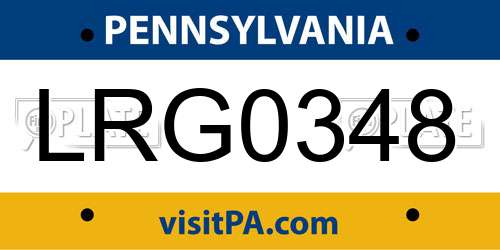 LRG0348 Pennsylvania License Plate