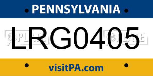 LRG0405 Pennsylvania License Plate