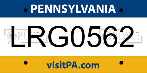 LRG0562 Pennsylvania License Plate
