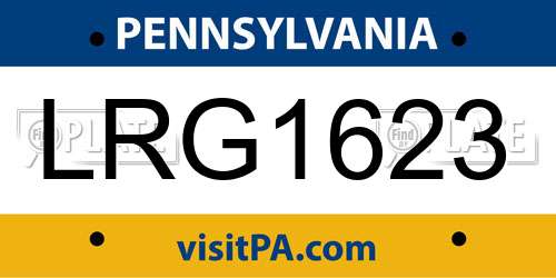 LRG1623 Pennsylvania License Plate