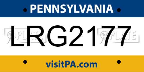 LRG2177 Pennsylvania License Plate