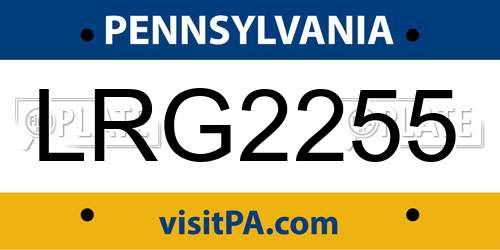 LRG2255 Pennsylvania License Plate
