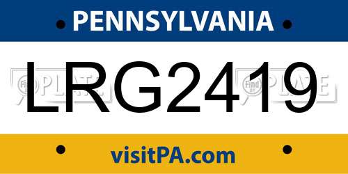 LRG2419 Pennsylvania License Plate