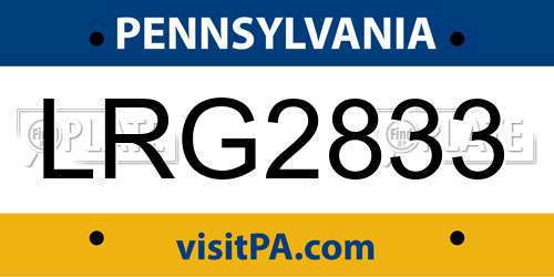 LRG2833 Pennsylvania License Plate