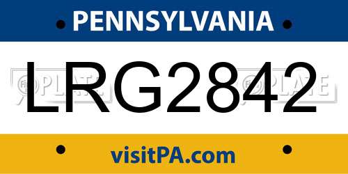LRG2842 Pennsylvania License Plate