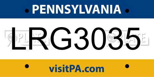 LRG3035 Pennsylvania License Plate
