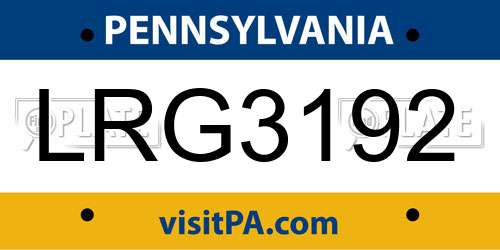 LRG3192 Pennsylvania License Plate