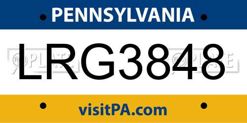 LRG3848 Pennsylvania License Plate