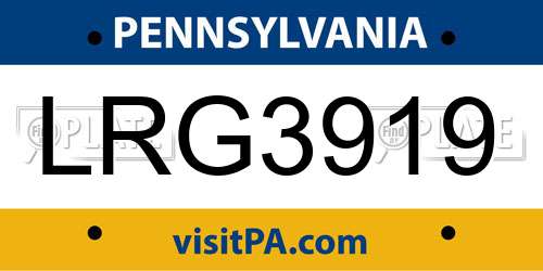 LRG3919 Pennsylvania License Plate