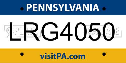 LRG4050 Pennsylvania License Plate