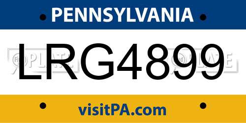LRG4899 Pennsylvania License Plate