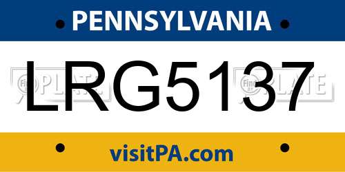LRG5137 Pennsylvania License Plate