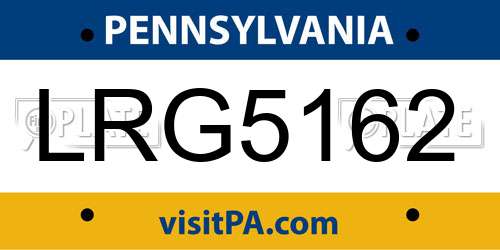 LRG5162 Pennsylvania License Plate