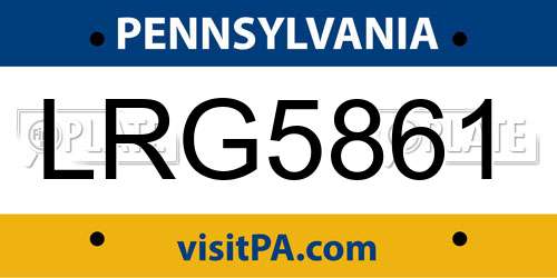LRG5861 Pennsylvania License Plate