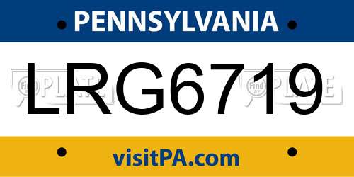 LRG6719 Pennsylvania License Plate