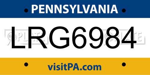 LRG6984 Pennsylvania License Plate