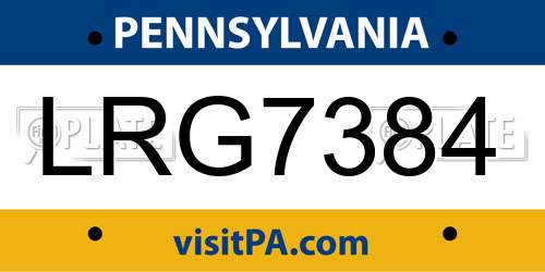 LRG7384 Pennsylvania License Plate