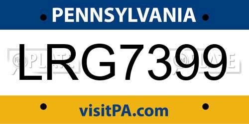 LRG7399 Pennsylvania License Plate