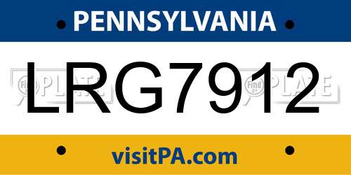 LRG7912 Pennsylvania License Plate