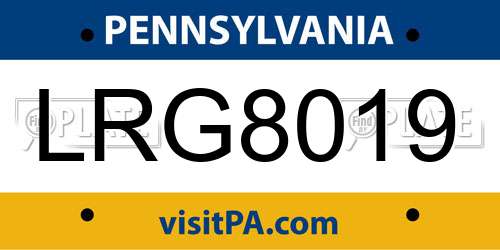 LRG8019 Pennsylvania License Plate