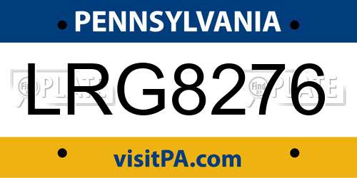 LRG8276 Pennsylvania License Plate