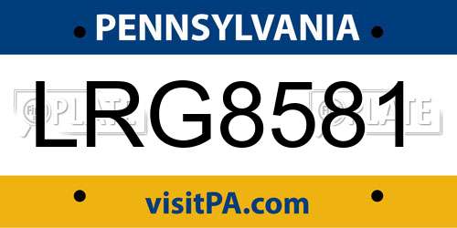 LRG8581 Pennsylvania License Plate