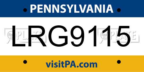 LRG9115 Pennsylvania License Plate