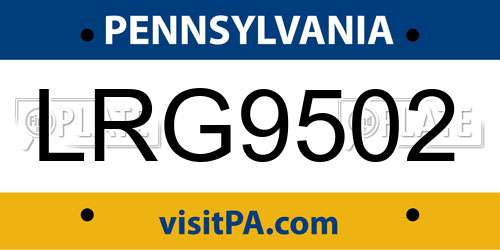LRG9502 Pennsylvania License Plate