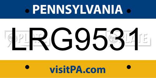 LRG9531 Pennsylvania License Plate