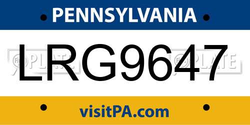 LRG9647 Pennsylvania License Plate