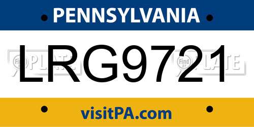 LRG9721 Pennsylvania License Plate